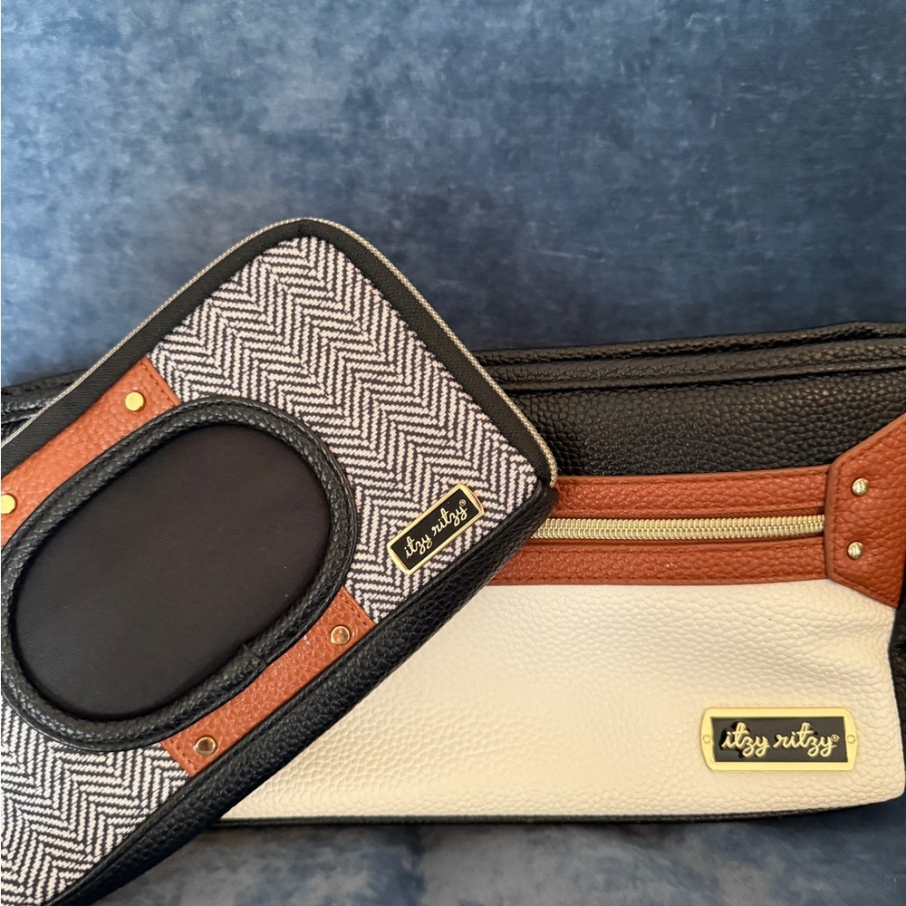 Itzy Ritzy Black Cream and Brown Baby Bag Set